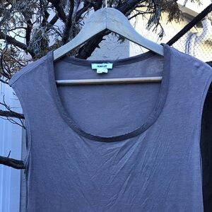 Helmut Lang Sleeveless Silk High Low Top Size P Taupe